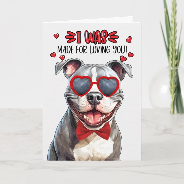 Tarjeta Festiva Staffordshire Terrier Dog Te Ama Valentine (Anverso)
