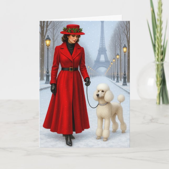 Tarjeta Festiva Standard Poodle Holiday Card (Anverso)