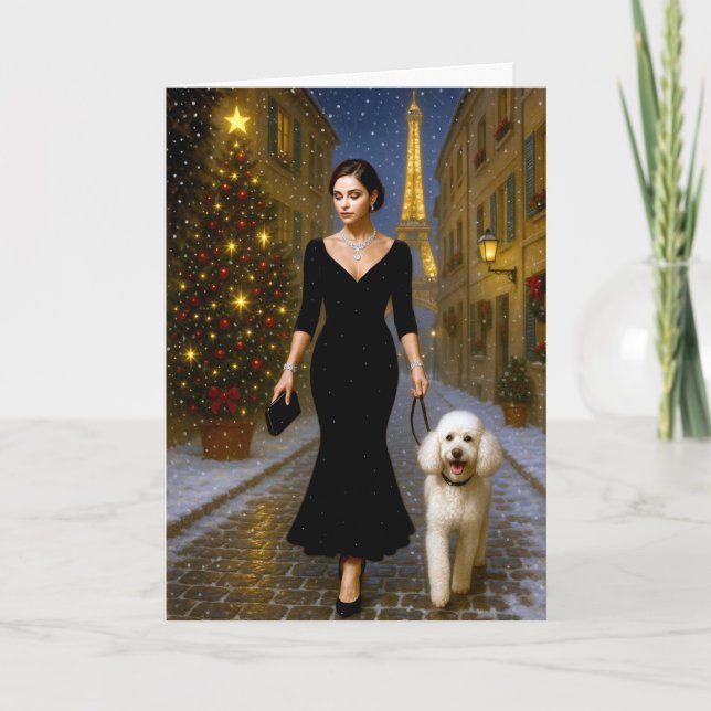 Tarjeta Festiva Standard Poodle Holiday Card (Anverso)