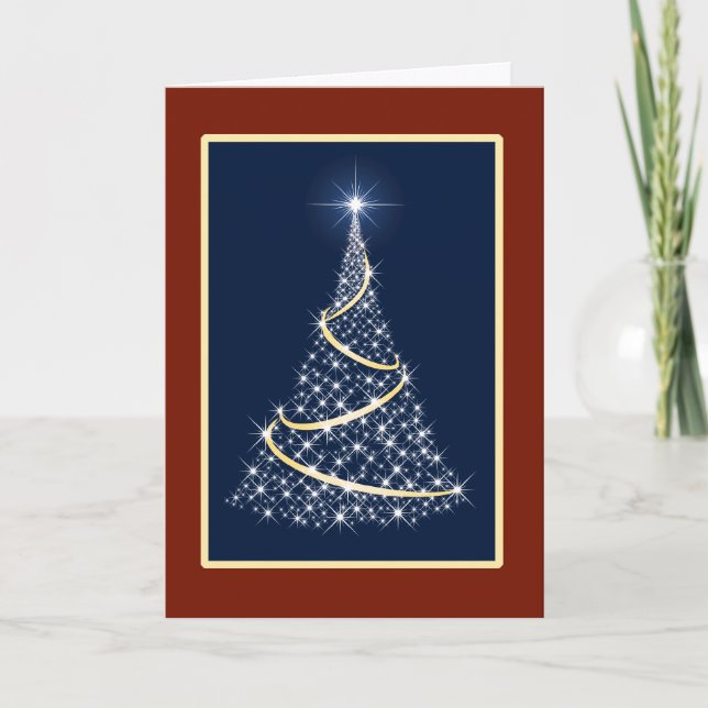 Tarjeta Festiva Star Christmas Tree with Garland Card (Anverso)