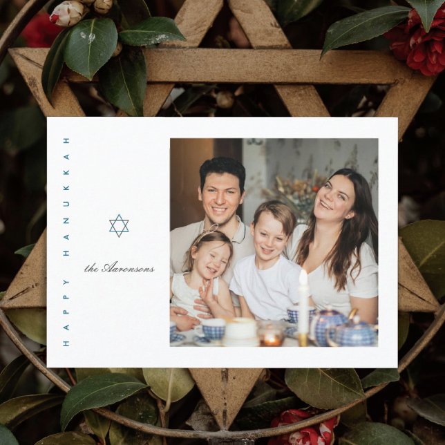 Tarjeta Festiva Star of David Photo Hanukkah Card (Subido por el creador)