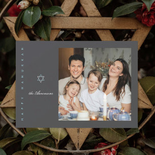 Tarjeta Festiva Star of David Photo Hanukkah Card