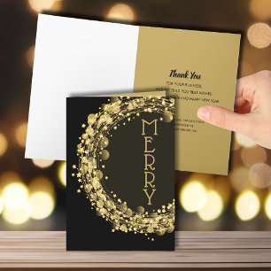 Tarjeta Festiva Star Wreath Black Merry Christmas Business