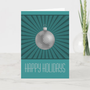 Tarjeta Festiva Starburst Stripes Ornament Card, Verde azulado