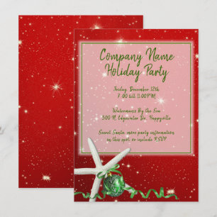 Tarjeta Festiva Starfish Holiday Office Fiesta Red Green