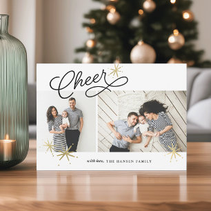 Tarjeta Festiva Starred Cheer   Dos fotos