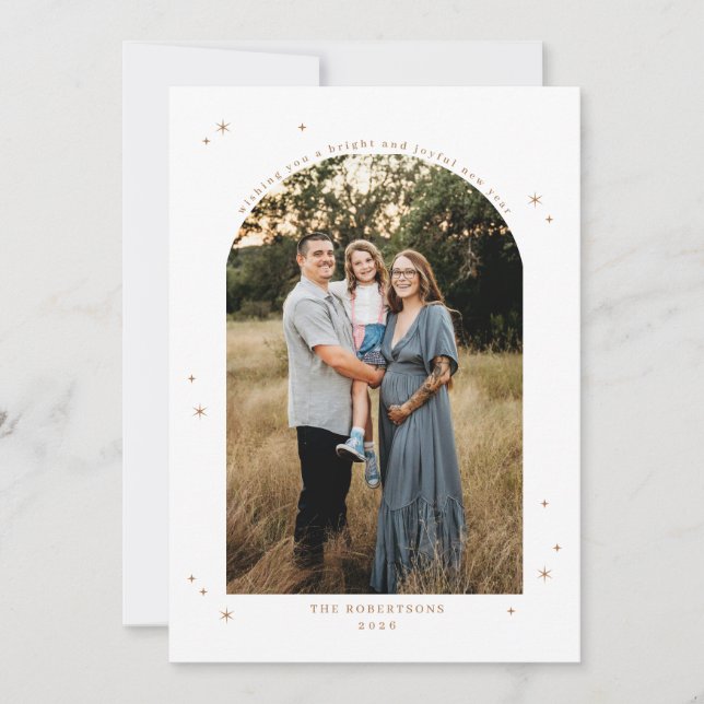 Tarjeta Festiva Starry Arch New Year Photo (Anverso)