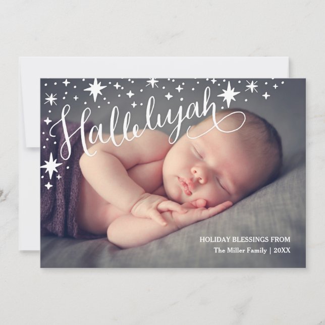 Tarjeta Festiva Starry Hallelujah Full Photo | Religious Christmas (Anverso)