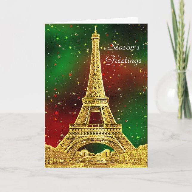 Tarjeta Festiva Starry Navidades de la Línea de Esquina de París # (Anverso)