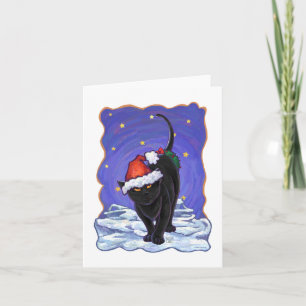 Tarjeta Festiva Starry Night Black Cat Navidades