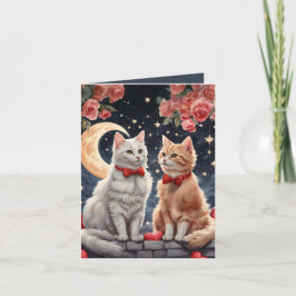 Tarjeta Festiva Starry Night Meow-velous Fluffy Cat Valentcard