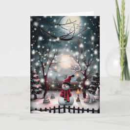 Tarjeta Festiva Starry Night Snowman