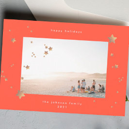 Tarjeta Festiva Starry Red Cherry White Navidades foto feliz