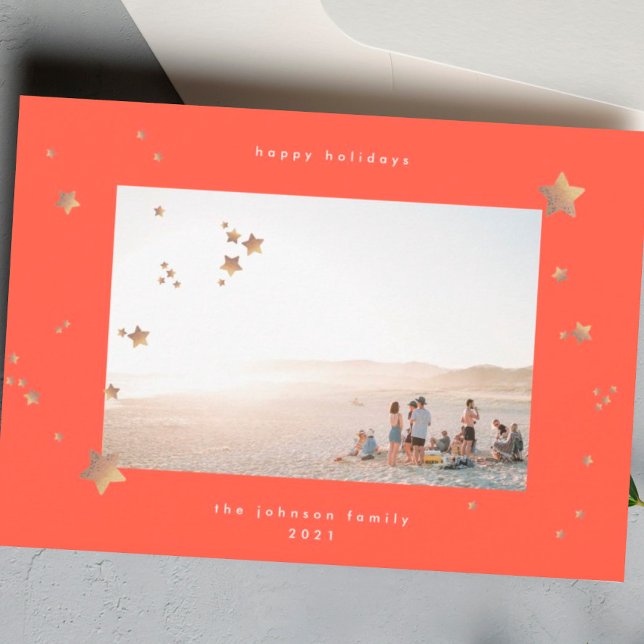 Tarjeta Festiva Starry Red Cherry White Navidades foto feliz (Subido por el creador)