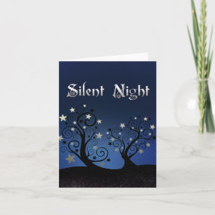 Tarjeta Festiva Starry Trees Silent Night