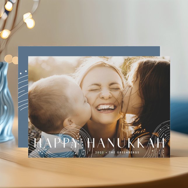 Tarjeta Festiva Starry Wish | Elegante foto de Hanukkah (Subido por el creador)