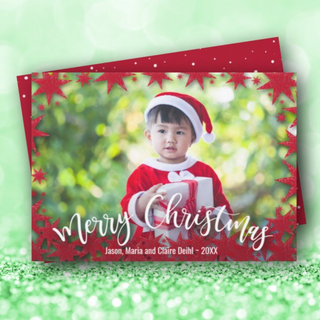 Tarjeta Festiva Stars Merry Christmas Script Photo (Subido por el creador)