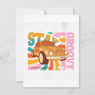 Tarjeta Festiva Stay Groovy - Auto retro
