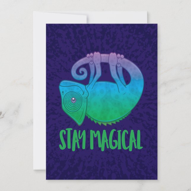 Tarjeta Festiva Stay Magical Levitation Chameleon (Anverso)