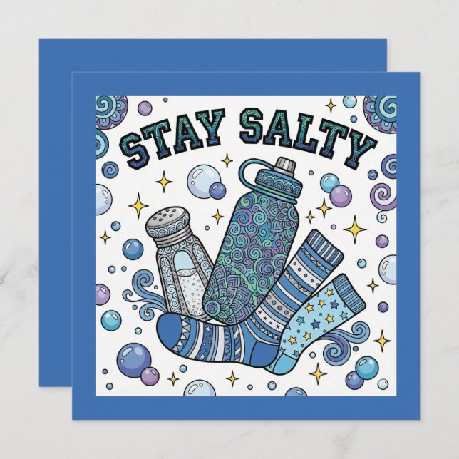 Tarjeta Festiva Stay Salty Dysautonomia/POTS Personalized Card (Anverso / Reverso)