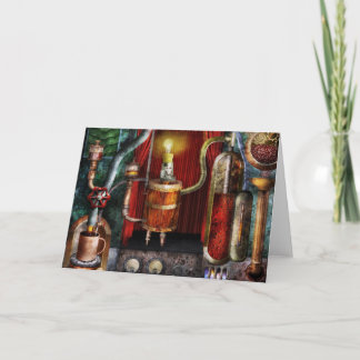 Tarjeta Festiva Steampunk - descanso para tomar café