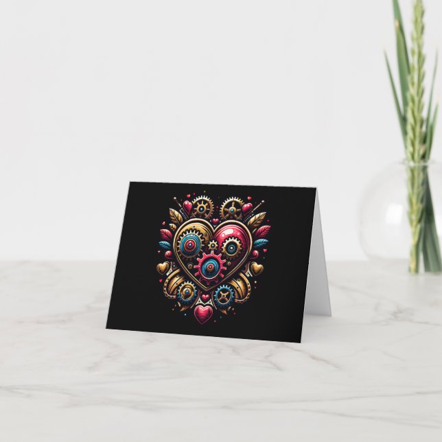 Tarjeta Festiva Steampunk Heart (Anverso)