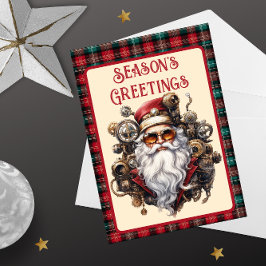 Tarjeta Festiva Steampunk Hipster Santa