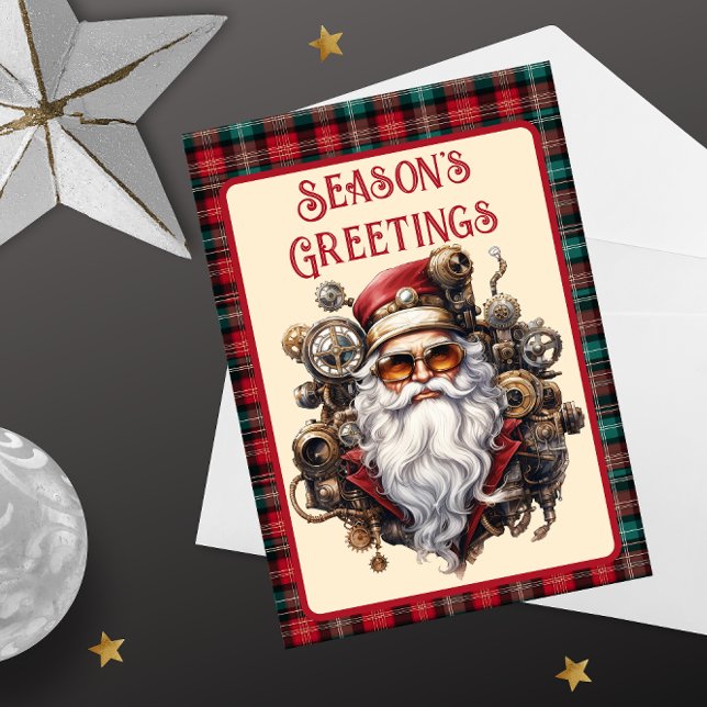 Tarjeta Festiva Steampunk Hipster Santa (Subido por el creador)