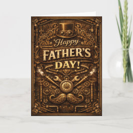 Tarjeta Festiva Steampunk Mechanical Vintage Fathers Day
