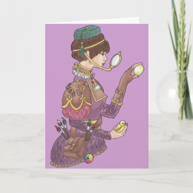 Tarjeta Festiva Steampunk Pascua (Anverso)