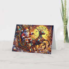 Tarjeta Festiva Steampunk Santa Claus