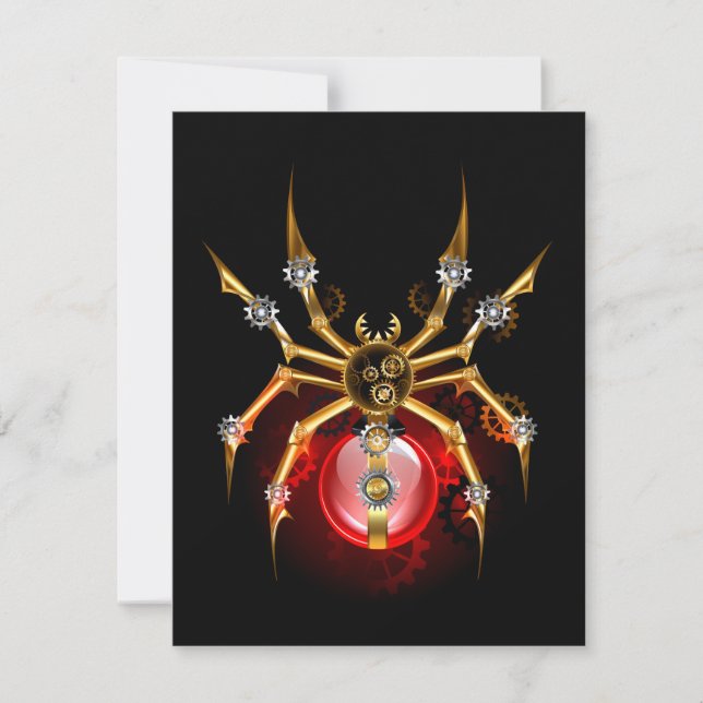 Tarjeta Festiva Steampunk spider on black (Anverso)