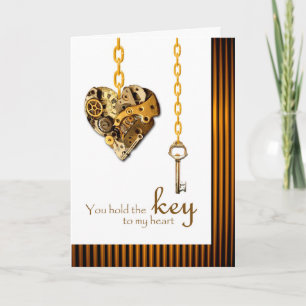 Tarjeta Festiva Steampunk Valentine para clave de amor