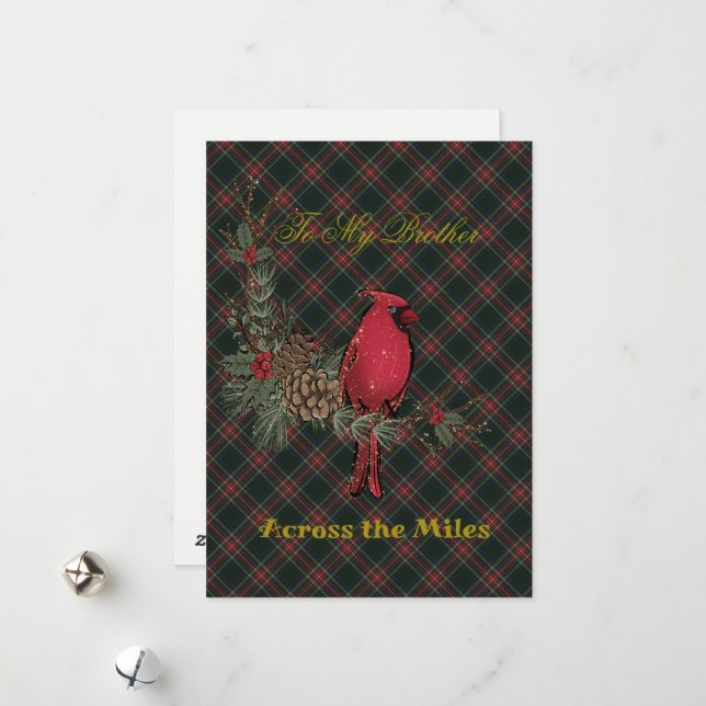 Tarjeta Festiva Stewart Black Scottish Tartan Brother Christmas  (Anverso/Reverso In Situ)