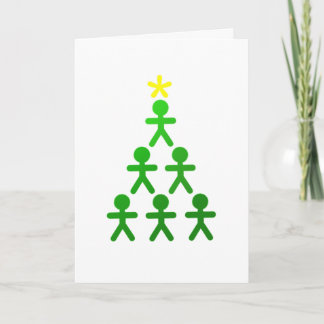 Tarjeta Festiva Stick Figure Christmas Tree Card