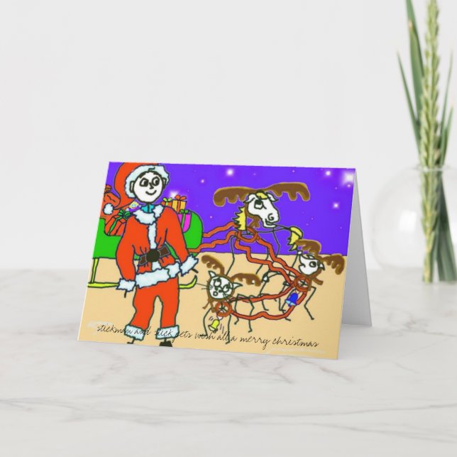 Tarjeta Festiva stickman santa, (Anverso)