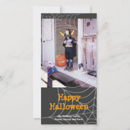 Tarjeta Festiva Sticky spider web naranja negro saludo de Hallowee