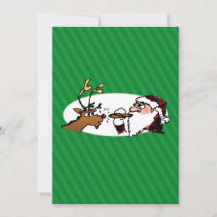 Tarjeta Festiva Stogie Smoking Santa Funny Green Stripe Navidades