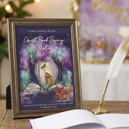 Tarjeta Festiva Storybook Purple Forest Guest Book Signing Station