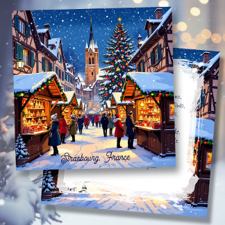 Tarjeta Festiva Strasbourg, France Christmas Market Personalized