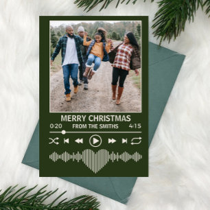 Tarjeta Festiva Streaming Music Player Green Photo Navidades