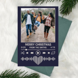 Tarjeta Festiva Streaming Music Player Photo Navidades Blue