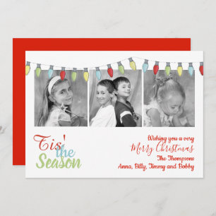 Tarjeta Festiva String Lights Christmas Photo Card Multi Photo Pho