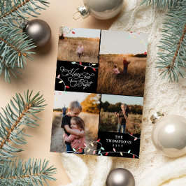 Tarjeta Festiva String Luces Collage de fotos de Navidades merry B