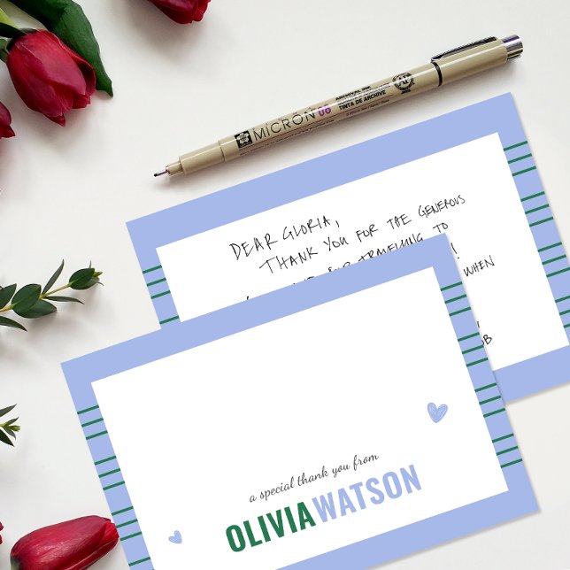 Tarjeta Festiva Stripe Nombre Personalizado Gracias Apreciación (Stripe Personalized Name Thank You Appreciation Holiday Card)