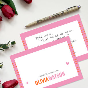 Tarjeta Festiva Stripe Nombre Personalizado Gracias Apreciación