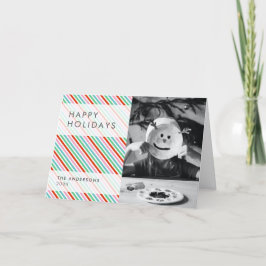Tarjeta Festiva Stripe Patern | Foto de Navidades coloridos modern