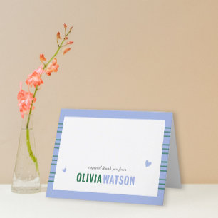 Tarjeta Festiva Stripe Personalized Gracias Apreciación Doblada