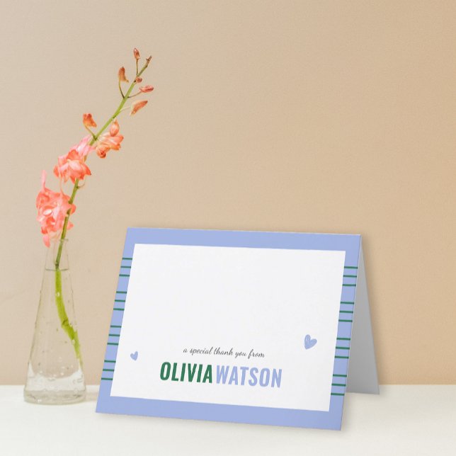 Tarjeta Festiva Stripe Personalized Gracias Apreciación Doblada (Stripe Personalized Thank You Appreciation Folded Holiday Card)