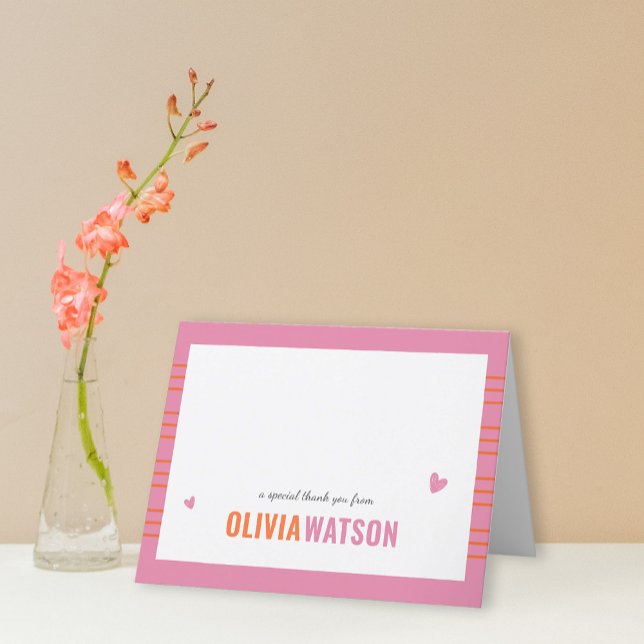 Tarjeta Festiva Stripe Personalized Gracias Apreciación Doblada (Stripe Personalized Thank You Appreciation Folded Holiday Card)